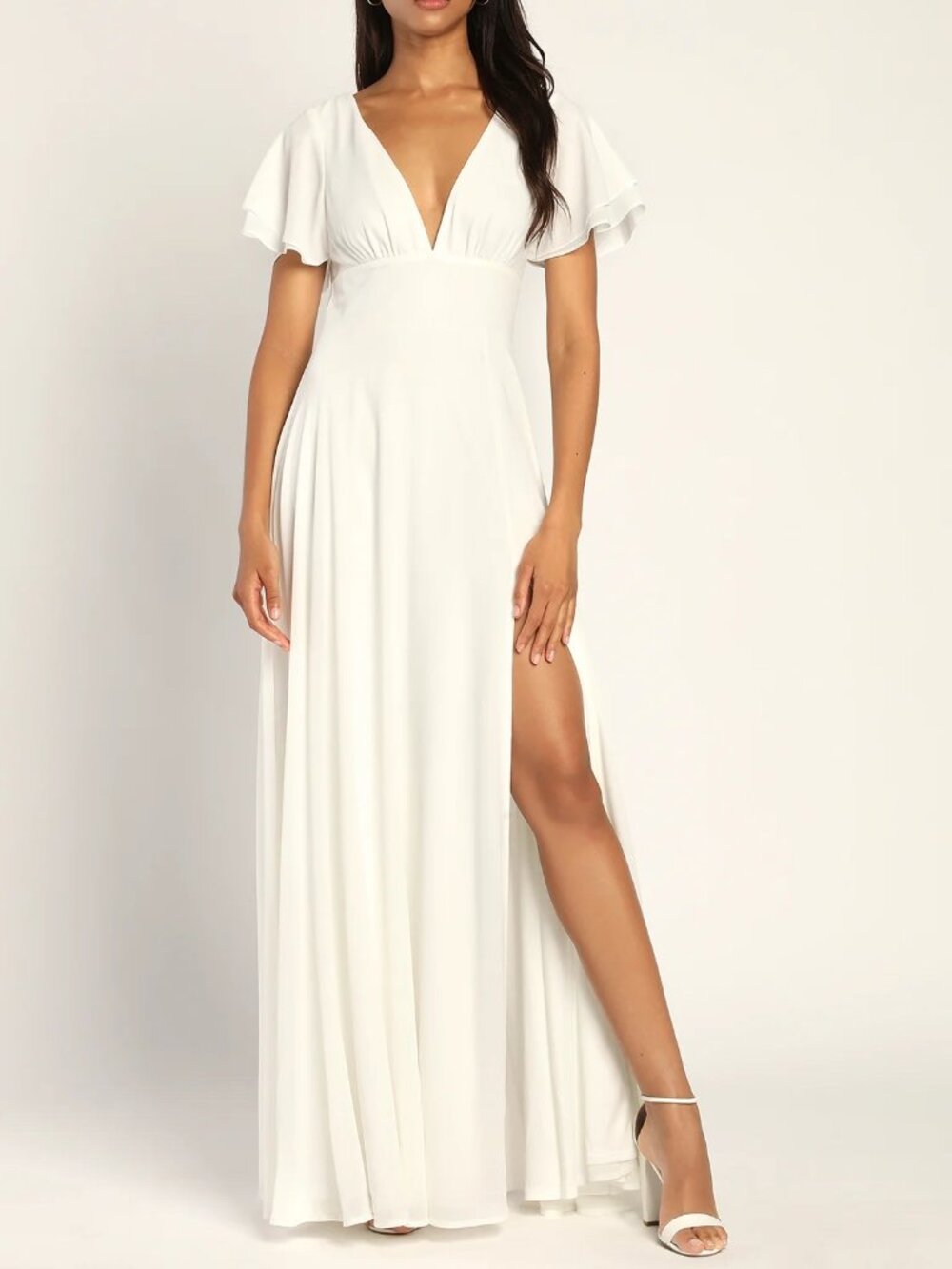 Promise Of Love White Flutter Sleeve Maxi Dress - Lulus